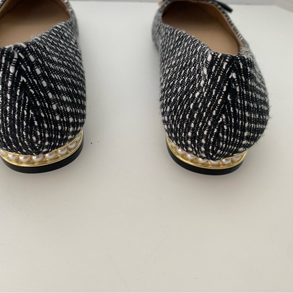 Karl Lagerfeld Nantes 2 Black & White Tweed Ballet Flats with Pearl Heel Size 6 - Picture 4 of 5